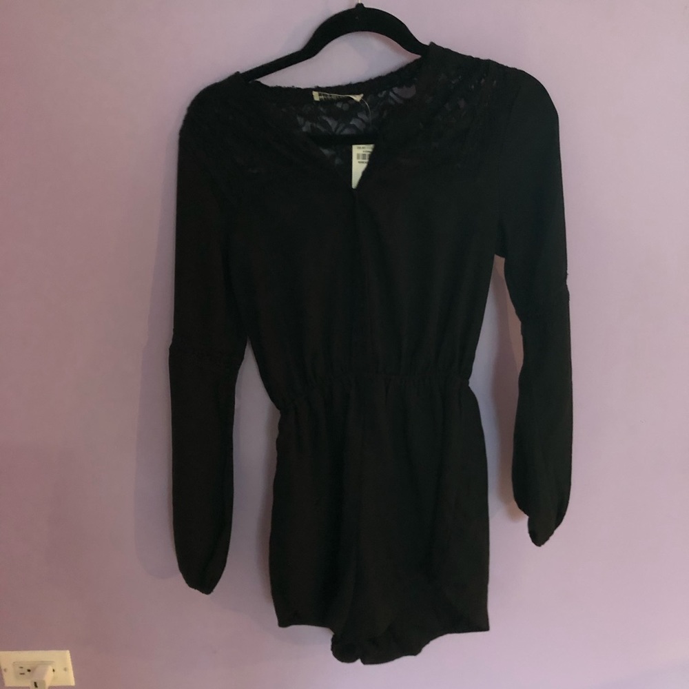 American Eagle Black Lace Long Sleeve Romper